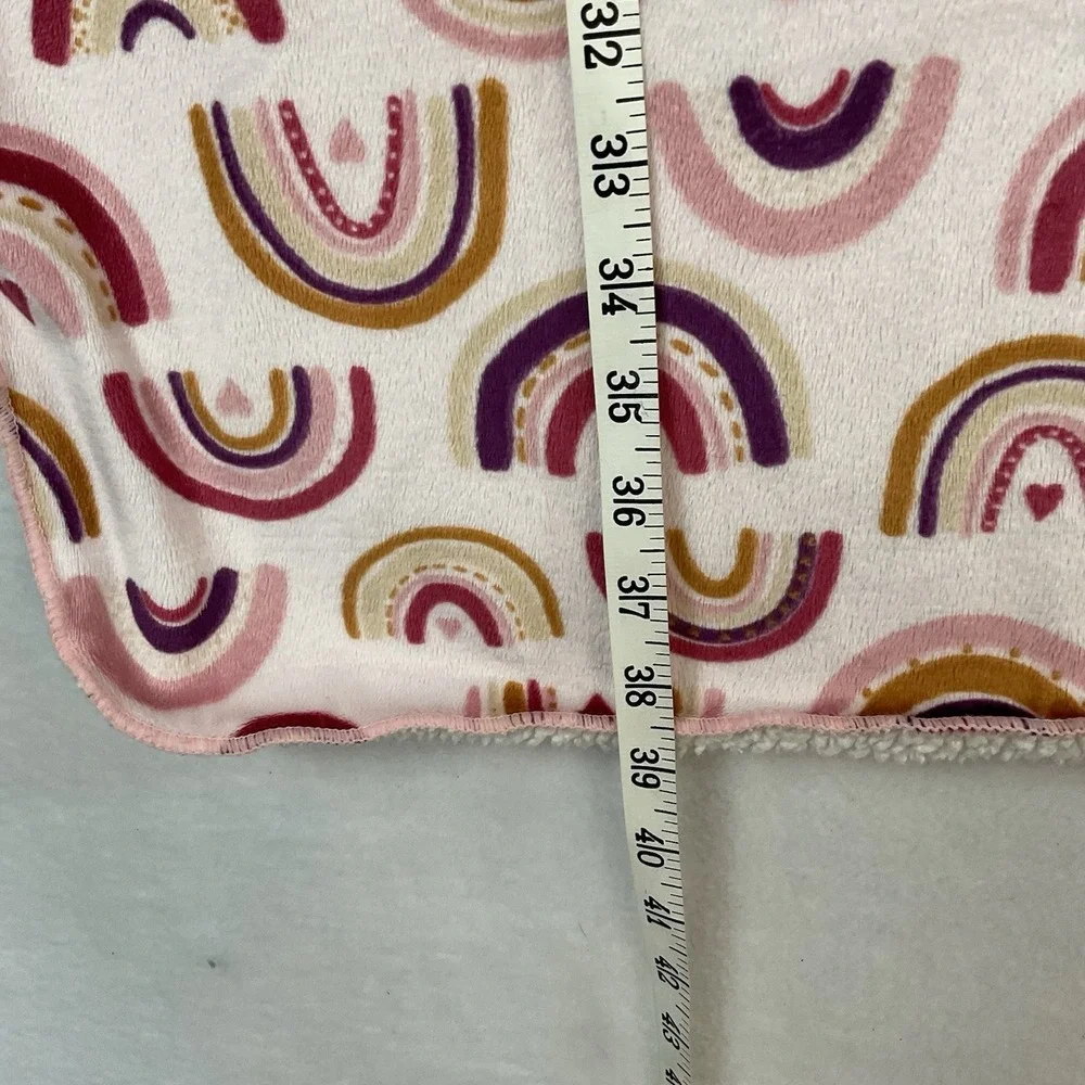 Kyle & Deena Rainbow Baby Blanket Plush Fleece‎ Sherpa Back Pink Purple Yellow